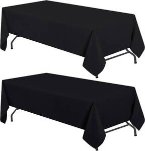 lot 22165 image: White Classic WEALUXE 2 Pack Black Kitchen Rectangle Tablecloth 4ft 60 x 84 in , Stain and Wrinkle Resistant Washable Polyester Table Cover