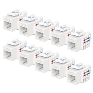 lot 22171 image: Cable Matters UL Listed 10-Pack 10Gbps Cat6 Keystone Jacks, RJ45 Keystone Jack, Ethernet Modular Jack in White for Patch Panel and Wall Plate