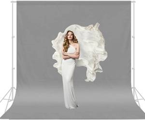 lot 22174 image: CPLIRIS Grey Backdrop for Photography, 10x20ft Gray Photo Backdrop Pure Polyester Grey Screen Curtain for Photoshoot