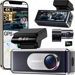 lot 22178 image: Dash Cam Front and Rear - 4K HD Dual Dash Camera for Cars, Built-in 5G WiFi GPS, 64GB Card, Dashcam with 3.2 IPS Screen, UHD Night Vision, HDR, App Control, 24H Parking Monitor