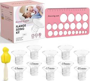 lot 22187 image: Nursi Luna Flange Sizing Kit 3-in-1 with 1315171921mm for 24mm Electric Breast Pump FlangesShields, 10PCS Soft Silicone Flange Inserts for More Comfortable Pumping, BPA-Free, Essential for Moms