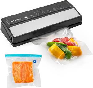 lot 22189 image: GERYON Vacuum Sealer Machine for Dry & Moist Food, Works with Reusable Vacuum Bags, Compact Design with LED Touch Controls, Includes Reusable Bags & Roll for Sous Vide & Freezer Storage