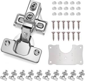 lot 22193 image: Cabinet Hinges - 10 Pack for 12 inch Overlay Cabinet, Face Frame Concealed 106Deg Self Closing Hinges, Stainless Soft Close Cabinet Door Hinges with Mounting Screws and Repair Plate