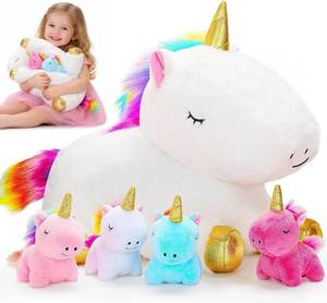 lot 22197 image: KMUYSL Toys for Girls Ages 0 1 2 3 4 5 6 7 8 Years - Unicorn Mommy Stuffed Animal with 4 Baby Unicorns in Her Tummy, Soft Unicorn Plush Toys Set, Christmas Birthday Gifts for Baby, Toddler, Kids