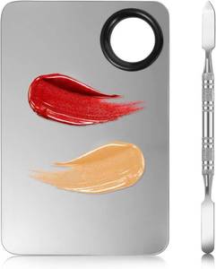 lot 22202 image: 2 in 1 Set Makeup Mixing Palette, Stainless Steel Foundation Palette with Spatula for Mixing Foundation Eye Shadow Eyelash Nail Art