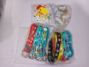 lot 22203 image: cerfioo 86PCS For Cute P.o.kemon Birthday Party decorations Set Included 12 Bracelets, 12 Acrylic Pins, 12 Keychains, 50 Stickers, for Boys and Girls Cartoon Theme Party