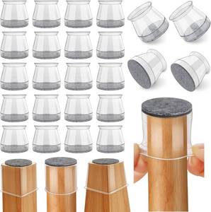 lot 22204 image: 24 Pcs Chair Leg Floor Protectors Round, Silicone Felt Furniture Leg Pads Caps Covers for Hardwood Floors (Fit 1516 to 1-516)