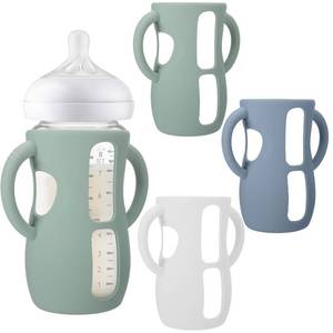 lot 22221 image: BUSOHA 3 Pack Silicone Sleeves for Avent Baby Bottles - Anti Breakage Baby Bottle Holder with Handle, Compatible with Avent Natural Glass Baby Bottles, 8 OZ