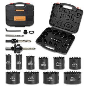 lot 22226 image: Hole Saw Kit for Wood Metal Plastic, Bi-Metal Cutter Set, 10PCS  with Arbor & Portable Storage Case, Fast Chip Removal, Smooth, Clean Cut, Black