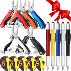 lot 22230 image: 15 Pack Fathers Day Church Gifts Bulk Mini Multitool Keychain for Men 10-in-1 Stainless Steel Folding Pliers Pen with Tape Measure Keychain Multitool Tools Bulk for Fathers Day Party Favor
