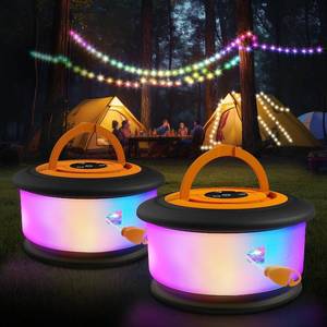 lot 22237 image: 2pcs Camping String Lights,2 in 1 Upgraded 32.8FT Rechargeable Tent Lights String with 19 Lighting Modes,Quick Storage camping lights Portable LED Lamp for Bedroom Yard Decor Christmas (Black&Orange)