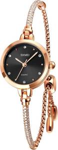 lot 23304 image: SKMEI Women Watches Bracelet Diamond Ladies Female Small Rose Gold Fashion Luxury Thin Waterproof Analog Quartz Casual Girls Wife Gifts Silver Wrist Watch