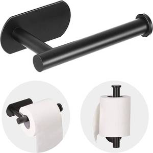 lot 23316 image: JOPOFI Toilet Paper Holder - Adhesive Toilet Paper Holder - Matte Black  Toilet Paper Holder Wall Mount for Bathroom,Stainless Steel Command Strip Toilet Paper Roll Holder Stick On Wall,No Drilling