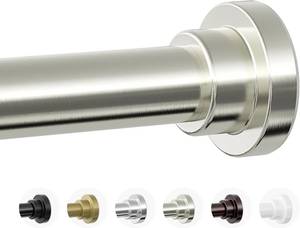 lot 23318 image: Mcrbeay Shower Curtain Rod, 1 Diameter Heavy Duty Tension Shower Rod, Non Slip Adjustable 28-46 inch No Drilling Shower Curtain Rods Spring Tension For Bathroom, Shower Stall, No Rust, Nickel