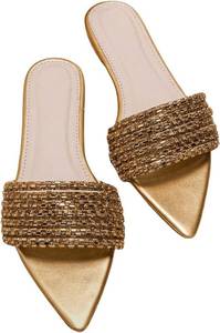 lot 23320 image: GORGLITTER Womens Rhinestone Sandals Sparkly Pointed Open Toe Dressy Summer Flat Sandals Size 12.5