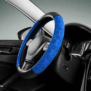 lot 23321 image: PIC AUTO Massage Steering Wheel Cover, Blue Football Pattern Material Spliced Leather Car Steering Wheel Protector, Car Interior Accessories, Universal Fit 14.5-15.5 for Cars, Trucks, Van, SUV