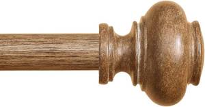 lot 23322 image: Wood Curtain Rods for Windows 48 to 84 Inch, 1 Inch Heavy Duty Curtain Rods with Imitation Wood Grain Finials, Boho Adjustable Drapery Rod, Decorative Farmhouse Rustic Single Window Curtains Rod