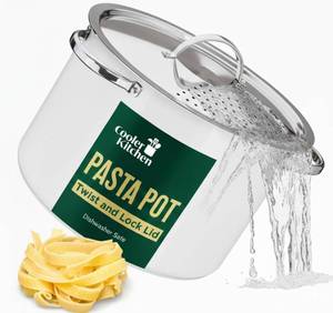 lot 23325 image: Cooler Concepts Pasta Pot with Strainer Lid - 5.5 Quart Large Spaghetti Pot - Twist & Lock for Easy Drain & No Colander Or Strainer Basket Insert Needed - Dishwasher Safe Pots