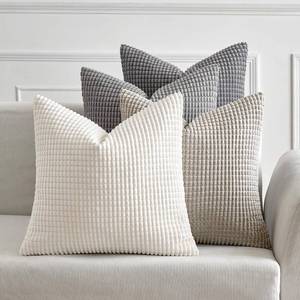 lot 23336 image: MIULEE Timeless Neutral Pillow Covers 18x18 Inch Set of 4 Mid Century Modern Grey Throw Pillows Rustic Corduroy Couch Pillowcases Nordic Home Decor for Sofa Living Room Bed