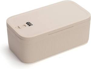 lot 23342 image: Lockable Storage Box,Medicine Lock Box Travel Case,Refrigerator Bin Container for Food,Medicines,Snacks,Locking Mobile Cell Phone Device Jail,Lockbox for Office,Home,School,Father Gift (Cream Small)