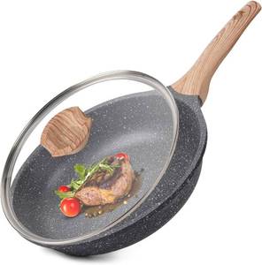lot 23345 image: Caannasweis Nonstick Granite Frying Pan Skillet, Non Stick Omelette Fry Pans, Omelet Egg Pan, Stone Cookware Chefs Pan, Induction Compatible, PFOA Free (Gray, 12 Inch with Lid)