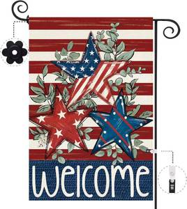 lot 23346 image: Baccessor Patriotic 4th of July Garden Flag 12.5 x 18 Inch Double Sided Burlap Memorial Day Welcome American Stars and Stripes Yard Flag Summer Holiday Seasonal Farmhouse Outdoor Outside Decoration