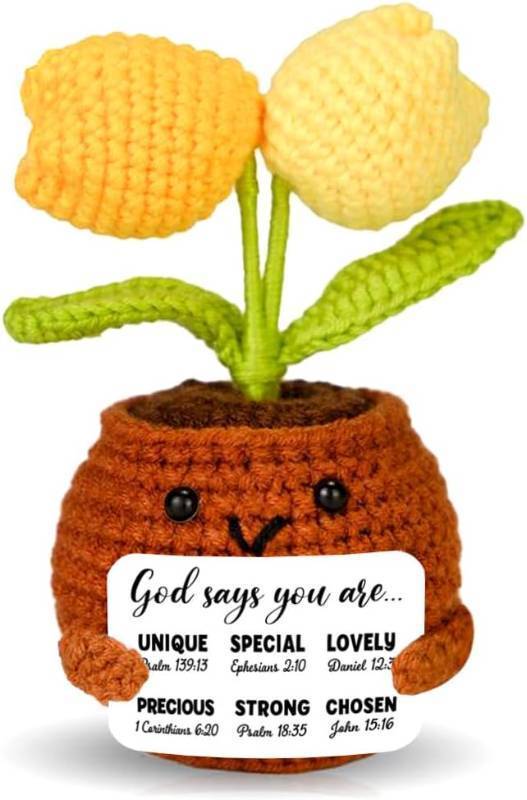 lot 1894 image: Tiny Detalles Mini Tulip Crochet Birthday Gifts for Mom, Nana, Grandma, Thank You Gifts for Women, Flower Crochet for Mothers Day Decorations, Appreciation Gift for Teachers Friends Coworker Sister