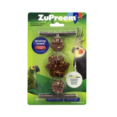 lot 1725 image: ZuPreem Grazing Snack, Long-Lasting & Rewarding Bird Treats, Medium to Large Birds, No Artificial Flavors or Colors, Perfect for Cockatiels, Lovebirds