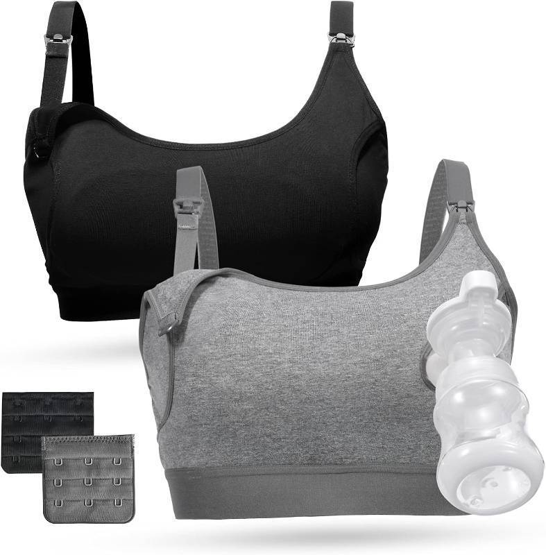 lot 1796 image: Momcozy Pumping Bra Hands Free, Pumping and Nursing Bra in One Holding Breast Pump for Spectra, Lansinoh, Medela Size Large