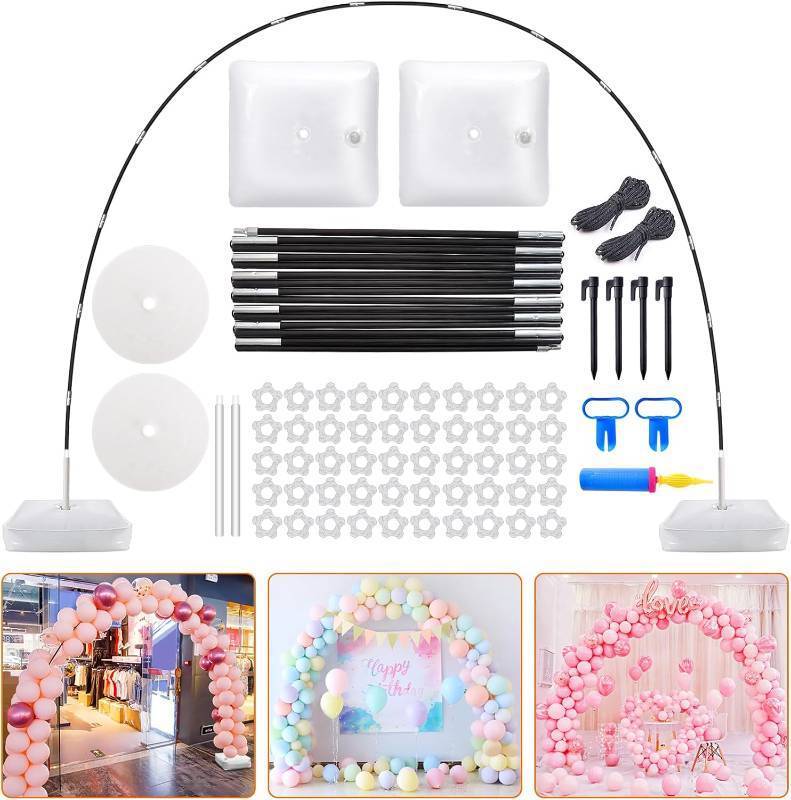 lot 17016 image: Chamvis Balloon Arch Kit, 9FT Height & 10FT Width Adjustable Balloon Arch Stand Frame Garland Stand Wedding Baby Shower Birthday Photo Backdrop