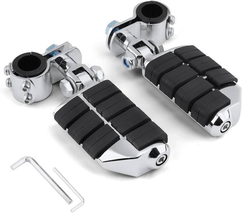 lot 17522 image: Motorcycle Highway Footrest, Highway Foot Pegs Fit for Harley Touring Yamaha Honda Suzuki Kawasaki 25mm 32mm 34mm Engine Guard (Silver)