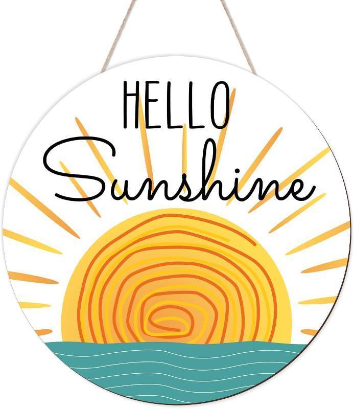 lot 17571 image: Summer Decorations Door Hanging Sign Wreath Hello Sunshine Wooden Door Hanger Farmhouse Rustic Welcome Summer Wreath Sign for Pool, Tree, Front Door, Wall, Party Supplies