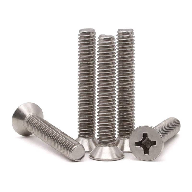 lot 17716 image: 14-20 x 1-14 (30 Pack) Phillips Flat Head Machine Screws, Stainless Steel 304 (18-8), UNC Coarse Thread, Countersunk Head Machine Screws, Phillips Drive #3
