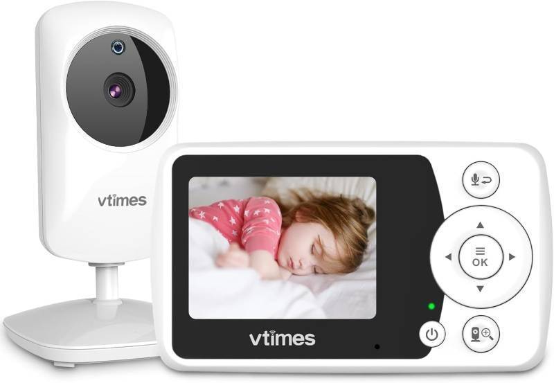 lot 10301 image: VTimes Baby Monitor Camera, No WiFi, 2.4 LCD Screen, Two-Way Talk, Portable, Night Vision, 1000ft Range, Temperature Sensor, Alarm and Lullaby, for Baby Shower - Camera Only No Monitor