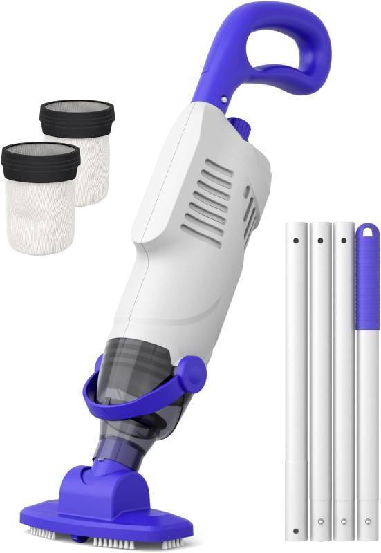 lot 38306 image: Little Shark Pool Vacuum for Above Ground Pool, Hot Tub Vacuum with a 60w Motor,18 GalMin Powerful Suction, Compact &amp Light Pool Vacuum with 5000mAh Battery, 1h Running Time - Retail $99.99