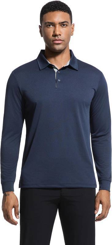 lot 37511 image: Mens Golf Shirt Short Sleeve Moisture Wicking Dry Fit Performance Solid Casual Pique Collared Golf Polo Shirts for Men BLUE SIZE XL