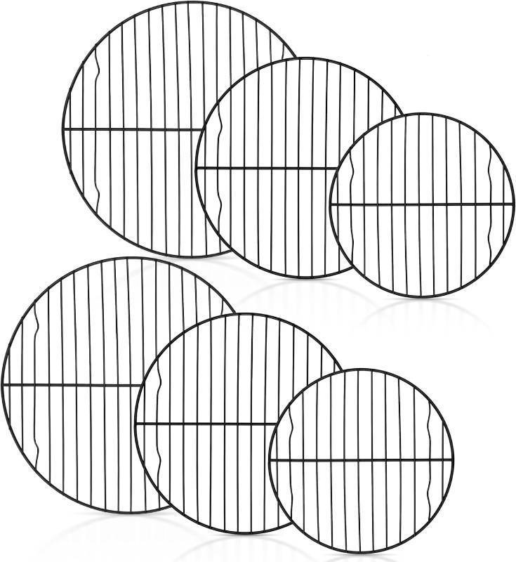 lot 37567 image: P&P CHEF Round Cooling Rack Set, Round Wire Racks for Cooking Baking, Fit Air Fryer & Oven, Stainless Steel Core with Nonstick Coatings, Black, 6 PCS - 7.5 & 9 & 10.5 Inch