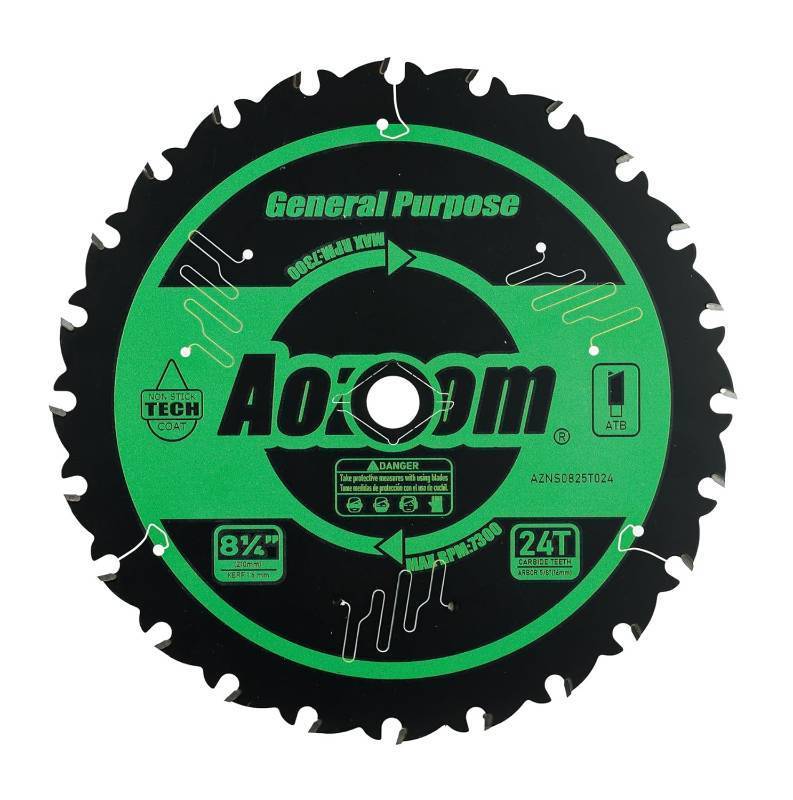 lot 37818 image: Aozoom Teflon-Coated TCT Circular Saw Blade for Precise Wood Crosscutting - Long-Lasting & Non-Stick (8-14in 24T)