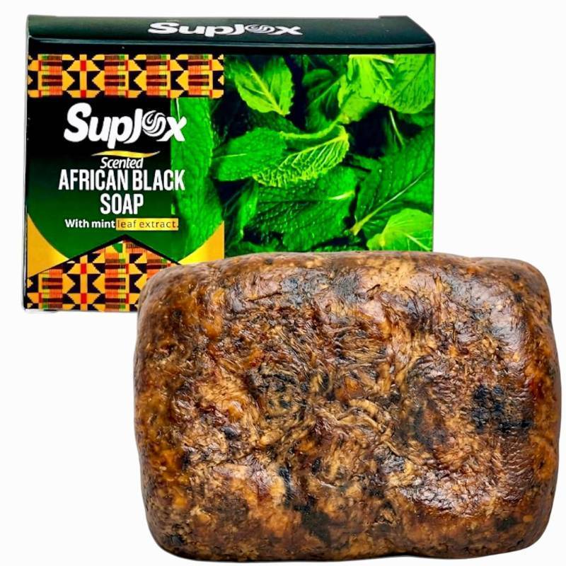 lot 38129 image: African Black Soap Bar scented, long lasting for oily skin, 100% pure natural body cleanser from Ghana