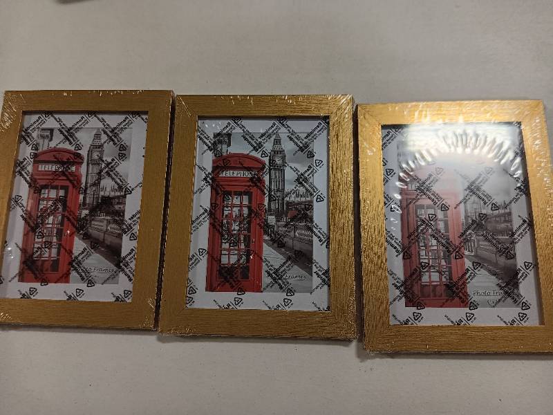 lot 38989 image: upsimples 5x7 Picture Frame, Display Pictures 4x6 with Mat or 5 x 7 Without, Wall Hanging Photo Frames, Gold, 3 Pack