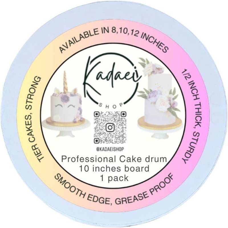 lot 41544 image: Cake Boards by KADAEI - 12 Inch Cake Drums - Cake Boards 10 Inch Round Professional Smooth Straight Edge 1-Pack - White Cake Board 10 Inch Cake Drum