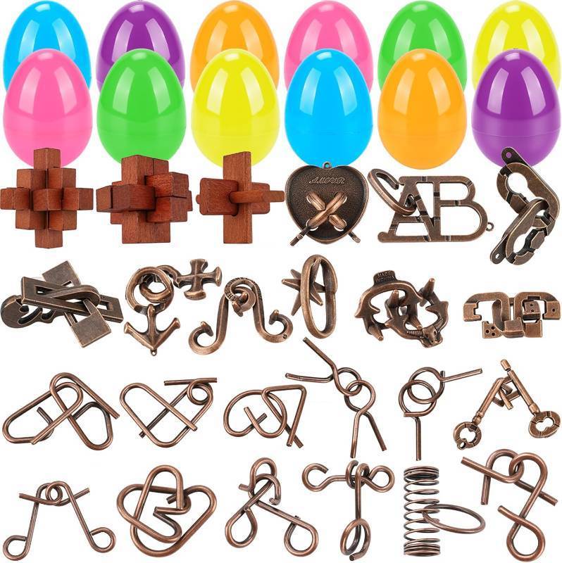 lot 41539 image: 24Pack Easter Egg Fillers with Brain Teaser Puzzles Toys, Easter Egg Stuffers for Teens, Egg Fillers for Teens Older Kids, Egg Hunt Game, Basket Stuffers Fillers