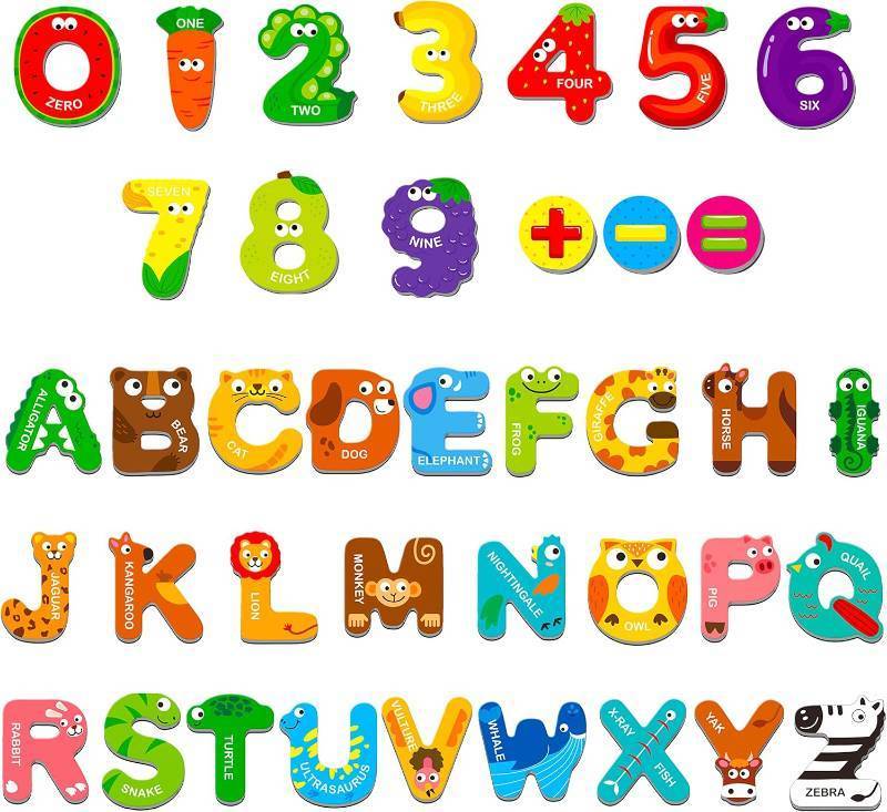 lot 41612 image: Magnetic Uppercase Letters and Numbers, Educational Learning Tool for Kids Word Recognition 39 Pieces Magnets Include 26 Colorful Alphabet Letters, 10 Numbers and 3 Symbols,Toddlers 3 4 5 Years Old