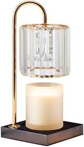 lot 22083 image: Mikasa 13.8 Inch Clear Glass Shade Electric Candle Warmer with Wood Base - Flameless Candle Melter for Home Decor, Safe Fragrance Diffuser Lamp, Fits Jar Candles Up to 4 Inches, 50W Halogen Bulb