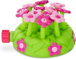 lot 22089 image: Melissa & Doug Sunny Patch Pretty Petals Flower Sprinkler Toy with Hose Attachment Toddler and Kids Outdoor Water Play Ages 3