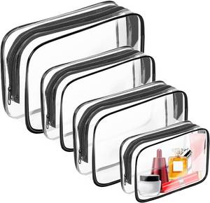 lot 22096 image: AURUZA Clear Makeup Bag,Portable Travel Toiletry Bags with Zipper, TSA Approved Clear Organizer Bags, PVC Cosmetic Pouch for Airport Airline Compliant