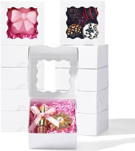 lot 22098 image: JCXGRVC 50 Count 3x3x1.5 White Paper Gift Boxes with Clear Window for Soap, Cookies & Chocolates Truffles & Showcase Your Homemade Treats
