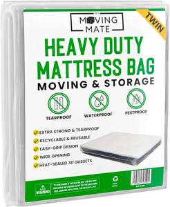 lot 22984 image: Mattress Bags for Moving, Twin Mattress Bag for Storage, Plastic Cover for Bed Storage & Disposal, Mattress Moving Bag Twin Size Protector XL - 39 x 100 x 14 inch