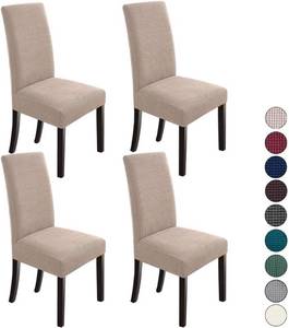 lot 22990 image: NORTHERN BROTHERS Dining Chair Covers Seat Parson Chair Slipcover for Dining Room Set of 4, Khaki