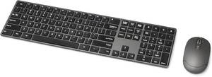 lot 23005 image: Amazon Basics Ultra Premium Wireless Keyboard and Mouse Combo, Rechargeable, Full-Size with Number Pad, Sleek Design, Plug and Play, Quiet Typing, 2.4GHz USB Receiver, Black